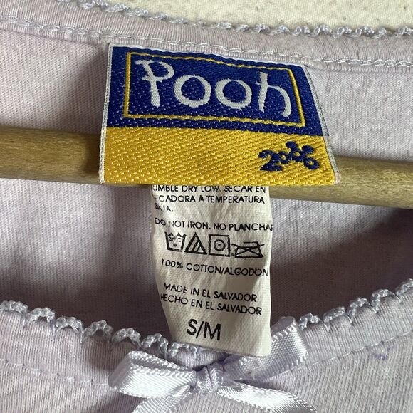 VINTAGE DISNEY Winnie The Pooh Eeyore 90s Night Gown Purple Disney Floral Sz S/M - Picture 6 of 10